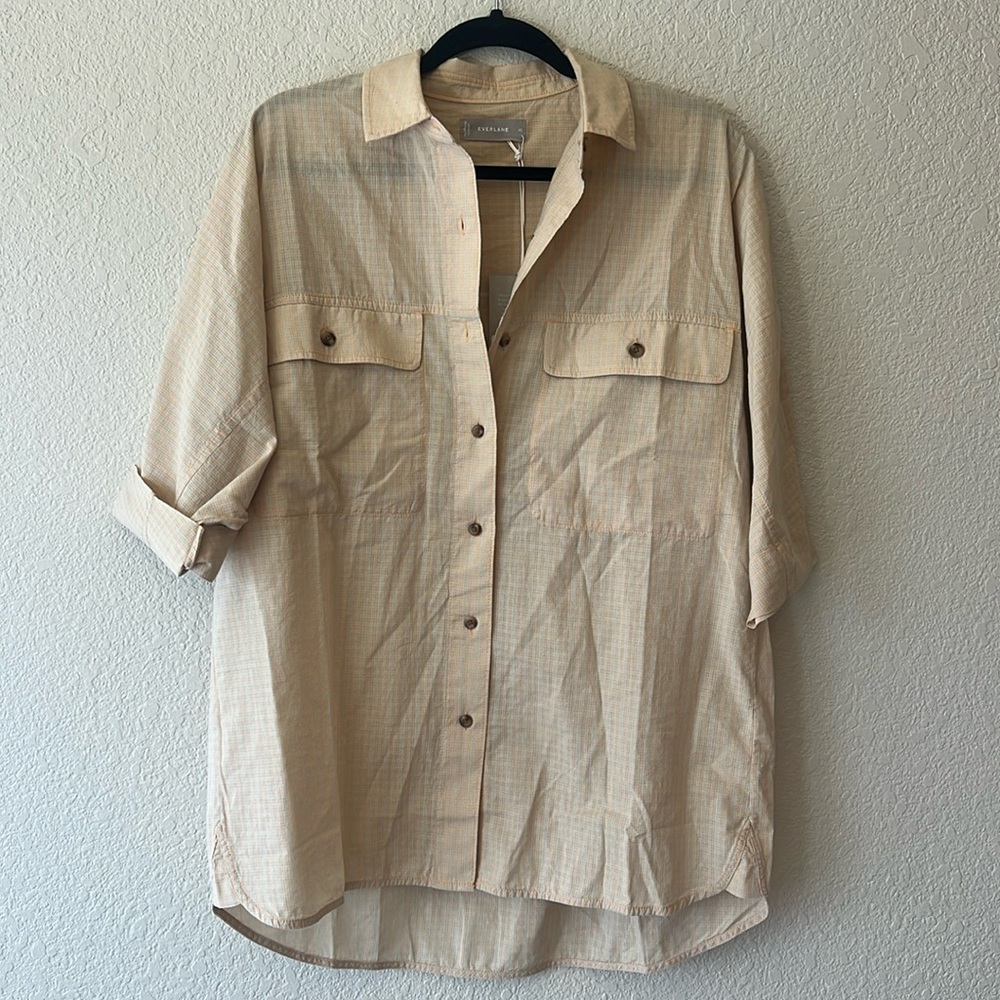 Everlane the cotton tourist shirt in orange plaid size XS NWT